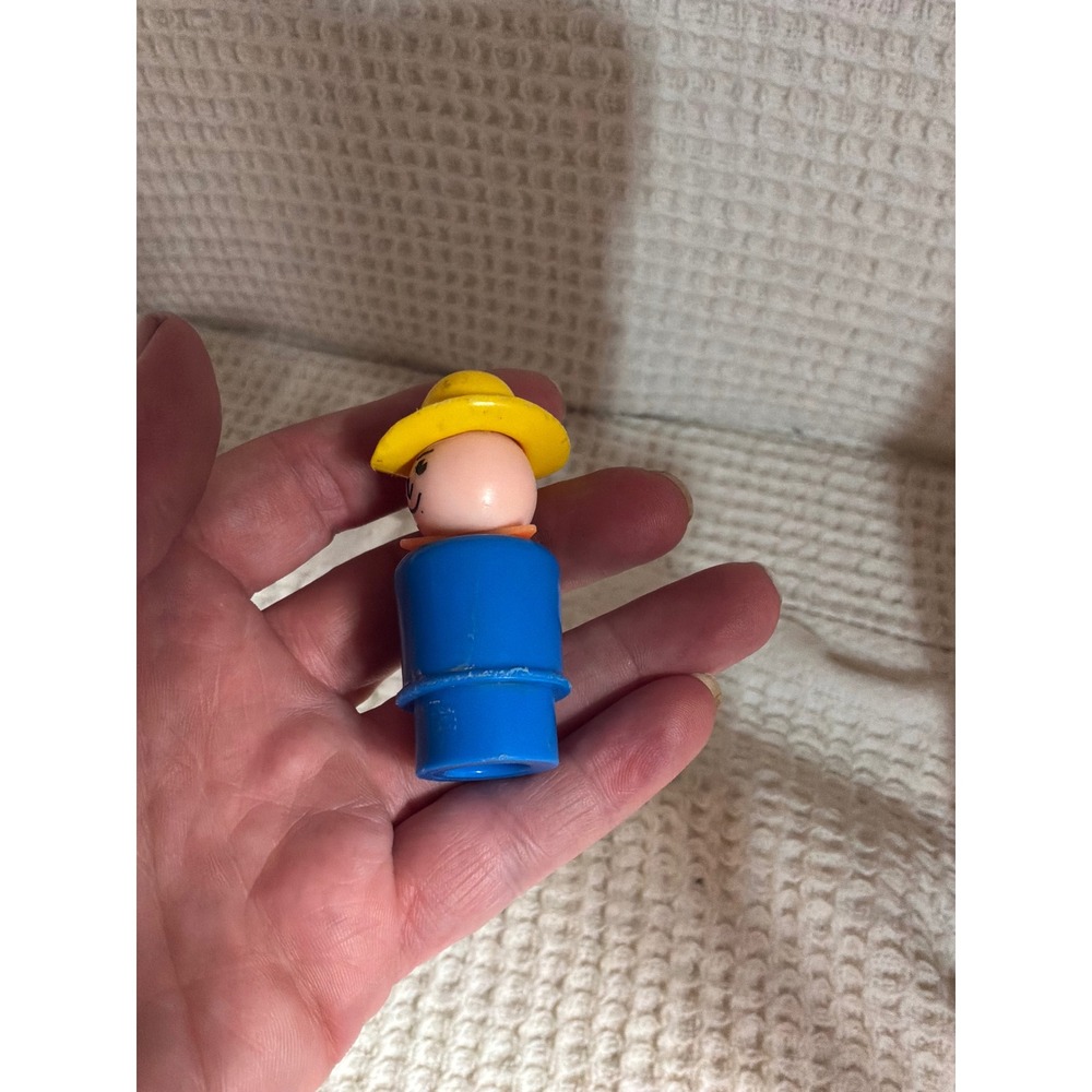 Vintage Unisex Fisher Price Little People Toy OS Blue Yellow Cowboy Hat - Picture 2 of 6